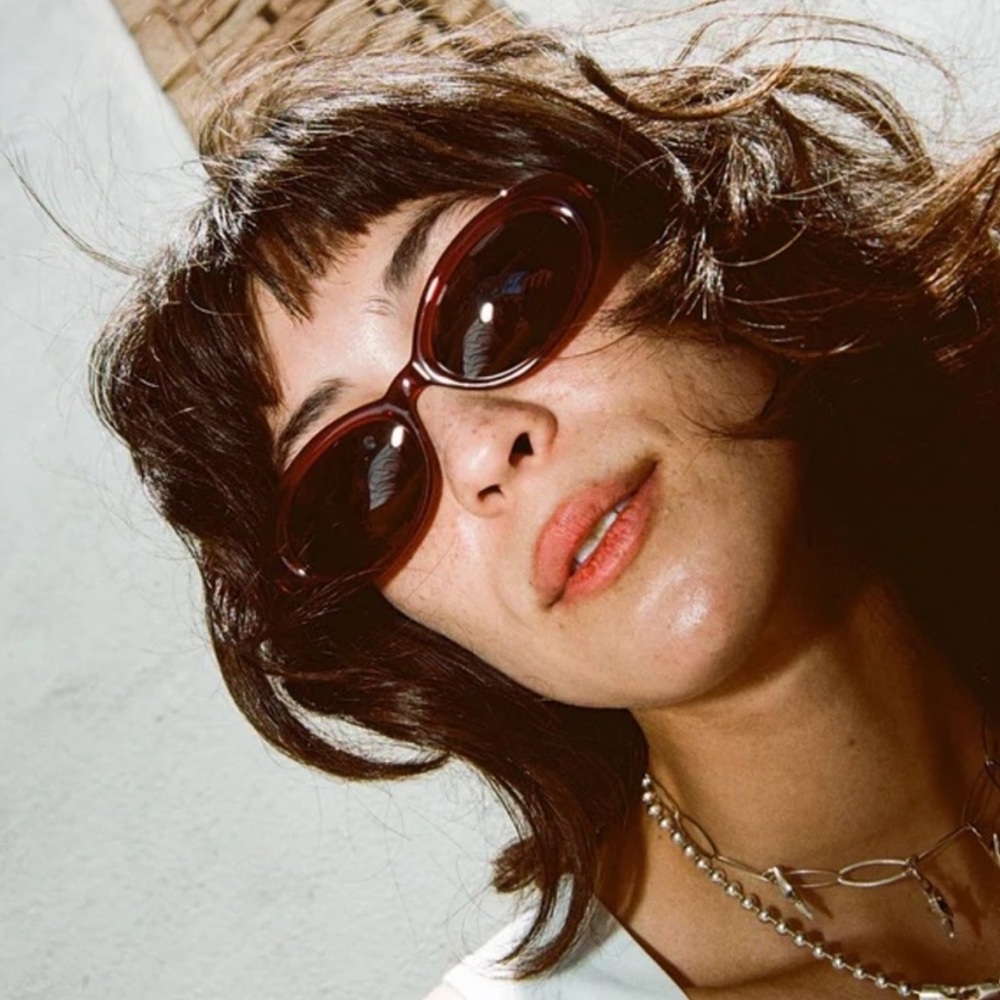 Crap Eyewear The Sweet Leaf Oval Sunglasses Crystal Black Cherry Bio Amber